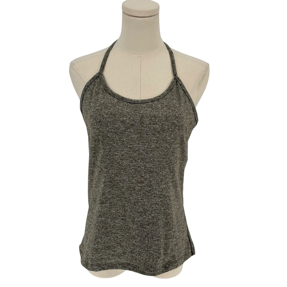 ILUS Halter Neck Tank Top Heathered Olive Green Athletic T-Back XXXL